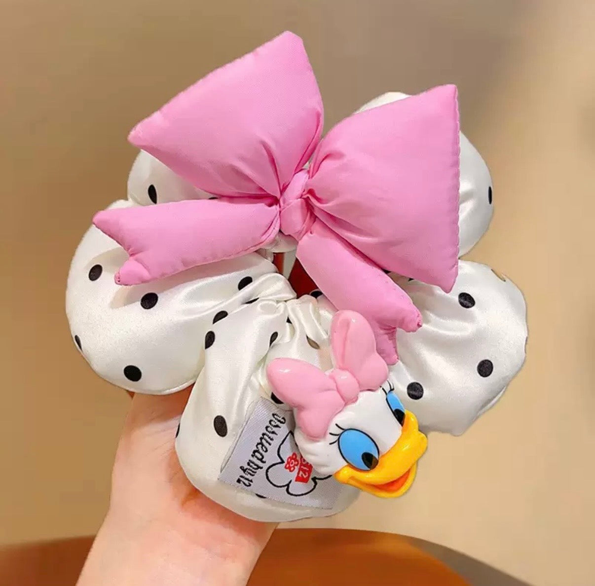 Oversized Bow Statement Scrunchie – Cute Polka Dot Hair Accessory