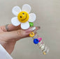 Smiley Daisy Spiral Hair Wrap – Fun Y2K Ponytail & Braid Accessory
