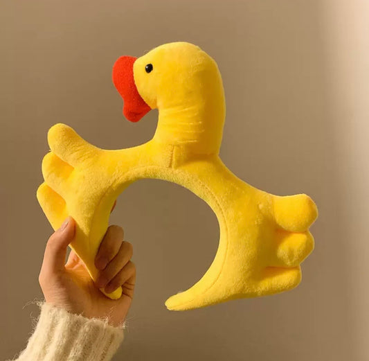 Cute Yellow Duck Headband – Soft Plush Animal Hairband for Kids & Adults | Funny Costume & Party Accessory