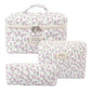 Purple Floral Quilted Cosmetic Bag Set – 3 Piece Organizer