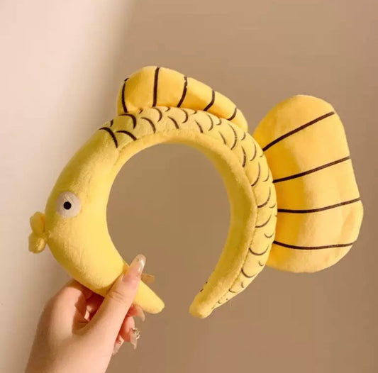 Cute Yellow Fish Headband – Soft Plush Animal Hairband for Kids & Adults | Funny Costume & Party Accessory