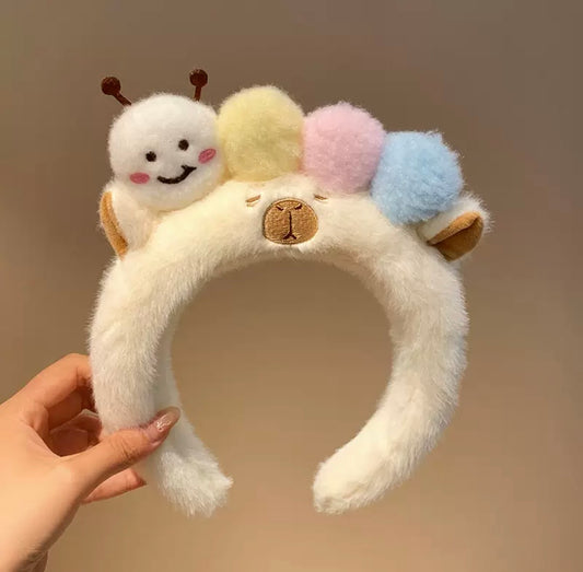 Cute Caterpillar Plush Headband – Kawaii Animal Hair Accessory for Kids & Adults | Soft Party, Birthday & Photo Prop