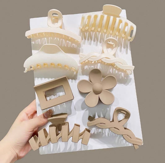 Beige Neutral Hair Claw Clip Set – Minimalist Aesthetic Hair Accessories