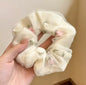 Sheer Organza Scrunchie with Mini Rose Details – Soft Bridal Hair Accessory