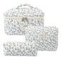 Classic Blue Botanical Cosmetic Bag Set – Quilted Organizer