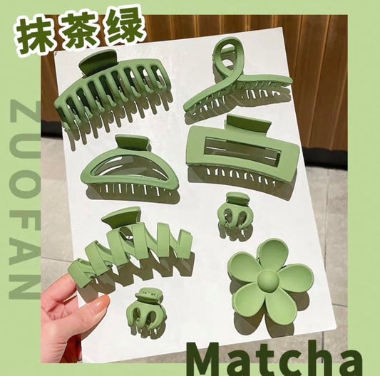 Matcha Green Hair Claw Clip Set – Trendy Korean Style Hair Accessories