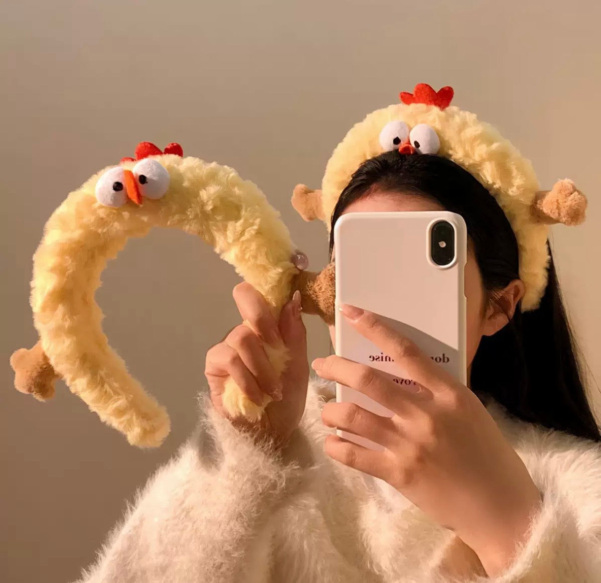 Cute Plush Chicken Headband – Soft Funny Animal Hairband for Kids & Adults | Cozy Cartoon Hair Acc